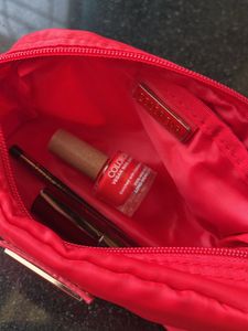 Lipstick, Kajal And Nail paint With Red Pouch