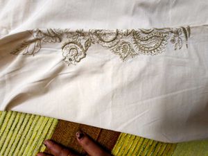 White Embroidered Trouser