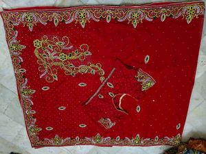 Red ♥️ Beautiful 😻 Daimond Work Saree With Blouse