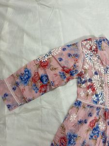 Floral Chikankari Short Kurti