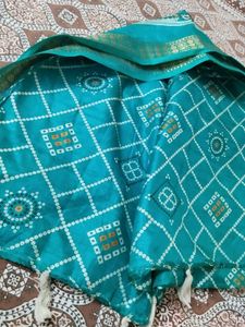 Teal Bandhani Dupatta