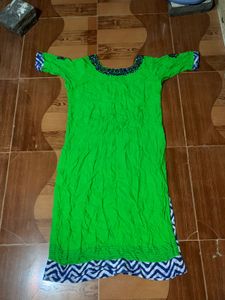 Green Kurta with Blue Detail