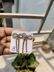Rhinestone Bow Drop Earrings
