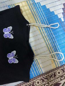 Black Butterfly Pearl Top