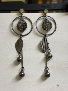 Oxidised Leaf Dangle Earrings