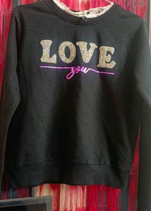 Stylish Black "Love You" Glitter Sweatshirt