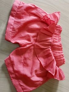 Pink Ruffle Detail Shorts