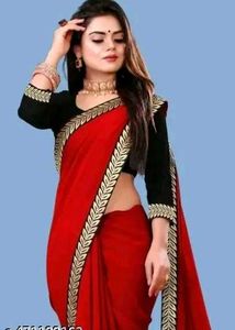 Elegant Red & Black Saree