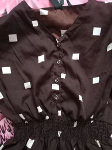 Coffee Colour Crop Top For Girls