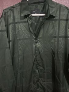 Olive Green Patterned Button-Down
