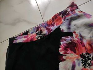 Floral Print Maxi Flared Skirt