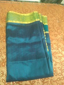 pure blue silk saree with Blouse
