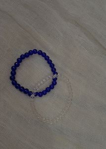 Aesthetic Blue Beads Bracelet 💙🦋✨ [ Pack Of 2 ]