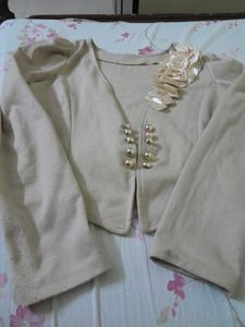 Elegant Beige Flower Blazer