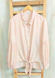 Blush Peach Pearl Sleeve Top size-46