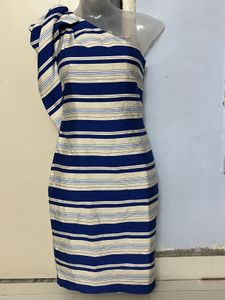 Republic Banana Branded Striped One-Shoulder Dress