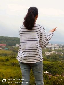 White Striped Long Sleeve Top