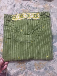 Casual Green Kurti With Same Dupatta Free
