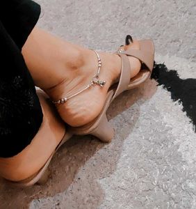 Nude Criss-Cross Heeled Sandals