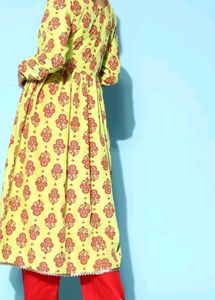Yellow Printed Kurta