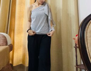 Unused One Shoulder Polka Dot Top