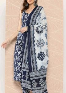 Blue Floral Print Kurti Set