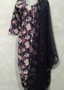 Purple Cotton Salwar Suit