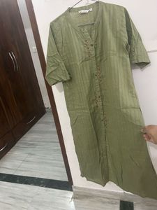Olive Green Embroidered Kurti