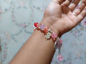 Pink Beaded Charm Bracelet