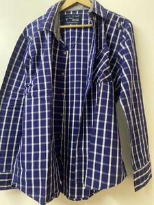 Blue Plaid Button-Down Shirt