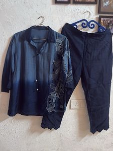 Blue Embroidered Co ord Set xl