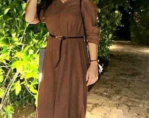 Brown Midi Dress (Belt Not Available)