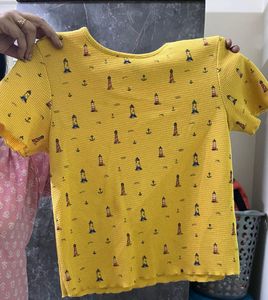 Yellow Crop Top With Design