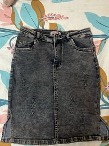 Acid Wash Denim Mini Skirt