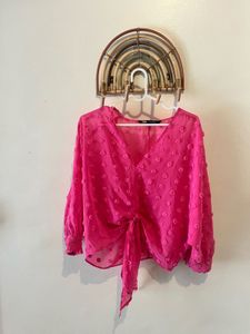 Pink Tie-Front Top