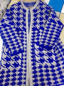 Blue Woolen Korean Shrug