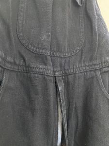 Black full length solid denim dungaree