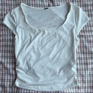 White Square Neck Top