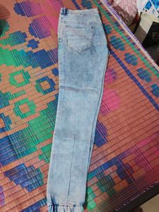Acid Wash Denim Joggers
