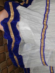White &amp; Blue Lehnga Skirt With Gota Patti Work