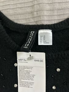 H&amp;M Black Knit Short Sleeve Top