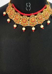Red &amp; Gold Choker Set