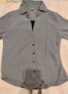 Tie-Front Button-Down Shirt