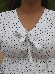 Frill Life Polka Dot Crop Top - White#Studio