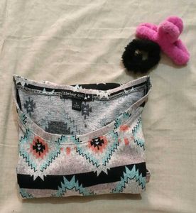 Patterned Long Sleeve wool sweater top