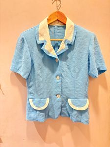 Korean Blue and White Beautiful Blouse