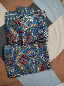 Blue Patterned Pajama Pants