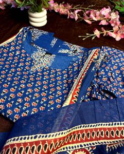 Blue Printed Kurta Set
