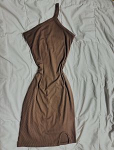 Mocha One-Shoulder Bodycon Dress