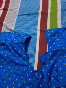 Blue &amp; Gold Embellished Blouse